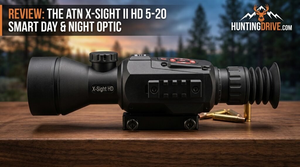 ATN X-Sight II HD 5-20 smart day and night rifle scope shown from the side